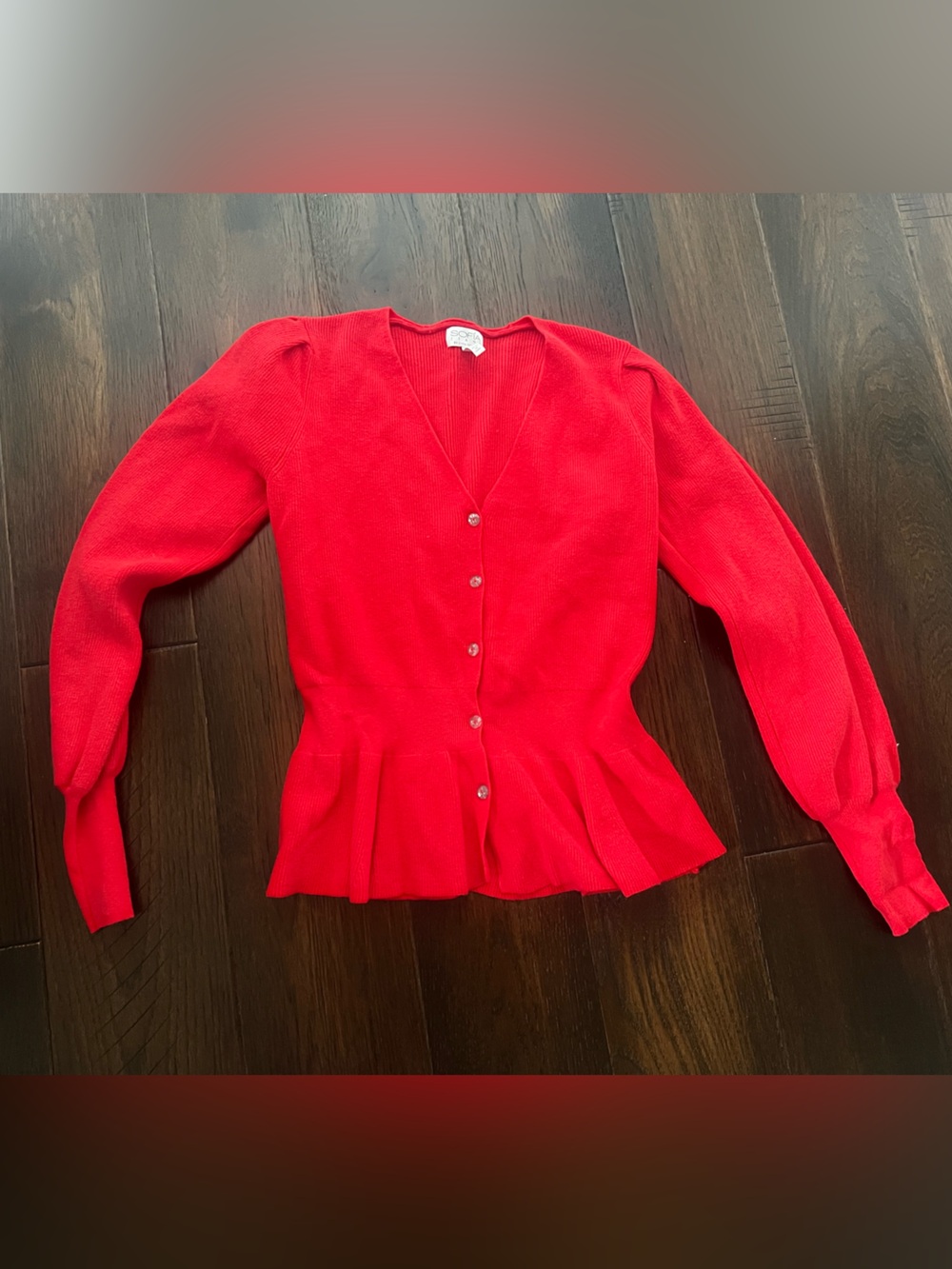 Bright Red Button-Front Cardigan